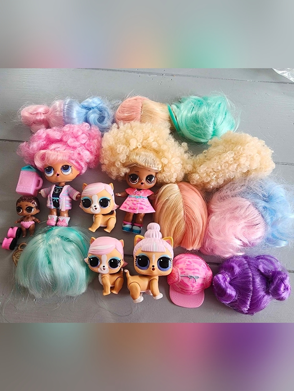 MGA LOL Surprise! Doll / Mixed Pet Lot of 6 Collection Mini Dolls Wigs Playset